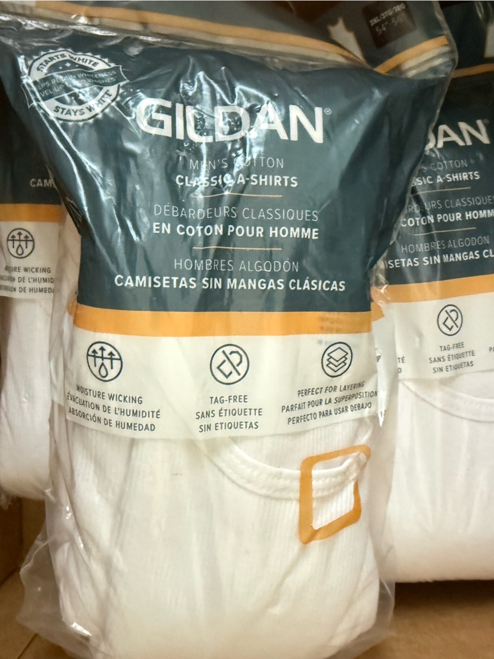 Gildan Men's Cotton Classic A-Shirts - Navy Packaging